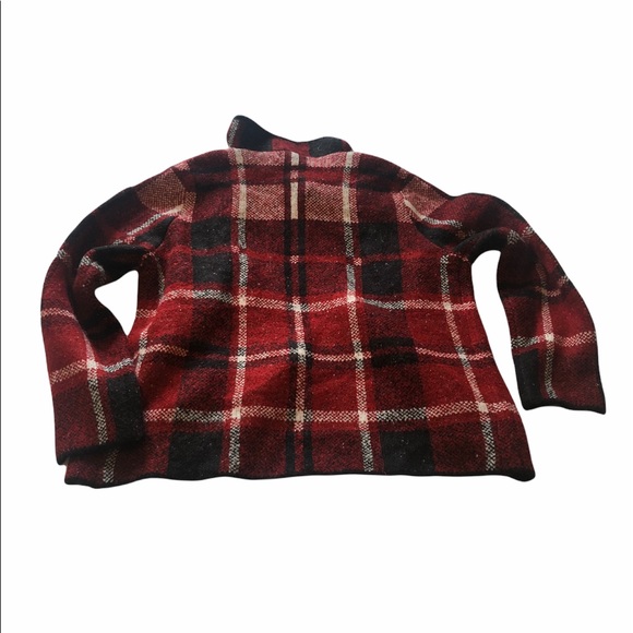 Joseph A. Red Plaid Open Front Cardigan Sweater - Picture 7 of 15